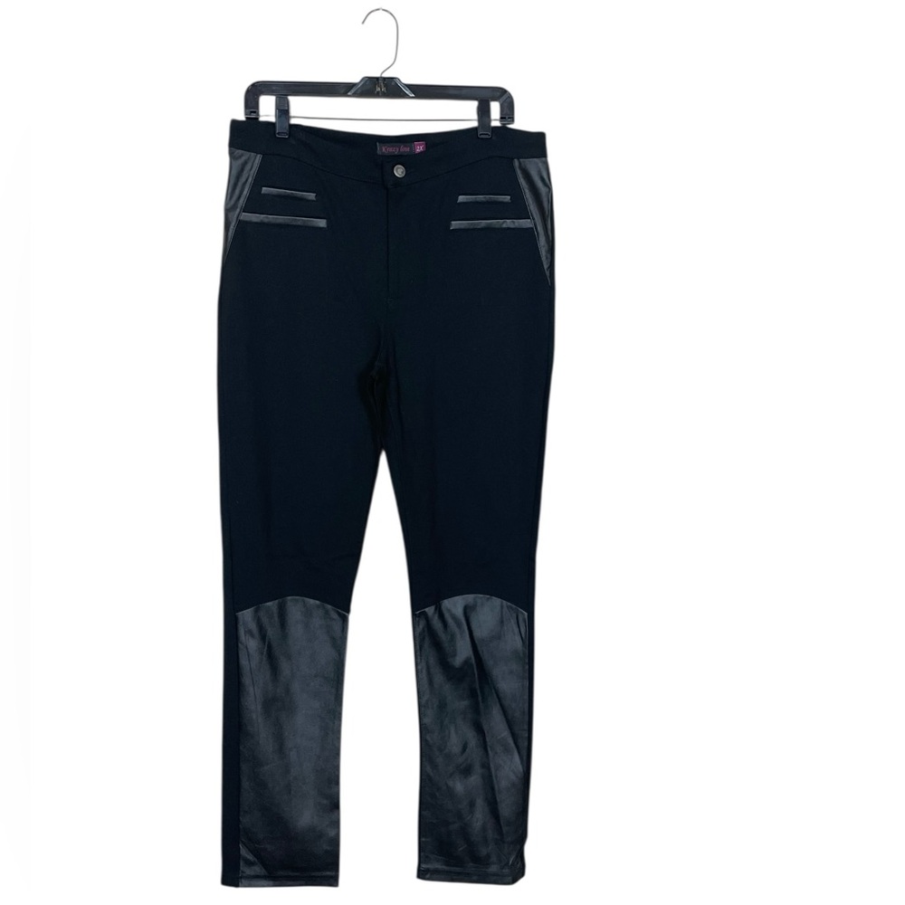 Krazy Love Black Leggings with Faux Leather Detail (DM)